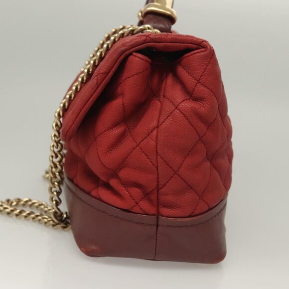 CHANEL Matelasse Chain Shoulder Bag Grained Calf Skin Red CC Auth - Picture 5 of 16